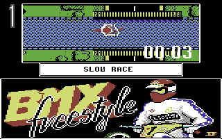 BMX Freestyle (Commodore 64) screenshot: Don't fall off.