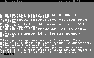 Seastalker (Commodore 64) screenshot: Title screen from the "grey release" version of the game.