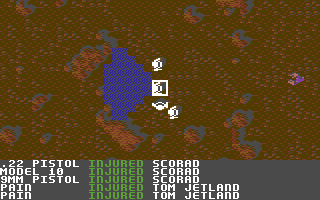 Mars Saga (Commodore 64) screenshot: Fighting Martian creature.