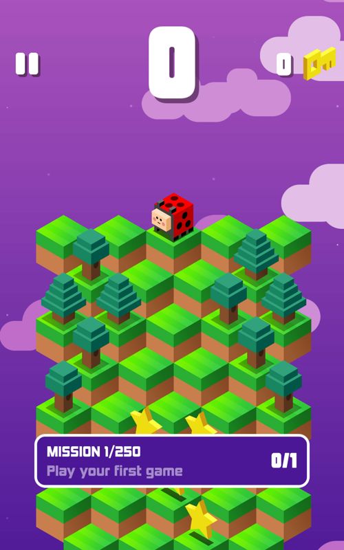 Down the Mountain (Android) screenshot: The game offers 250 missions.