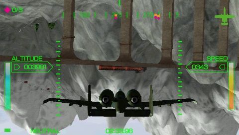 Pilot Academy (PSP) screenshot: Challenge: Fly below bridges in an A-10 -- upside down!