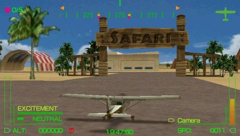 Pilot Academy (PSP) screenshot: Taxiing onto the runway in a Skyhawk for a safari flight mission.