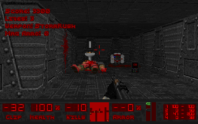 Project: X Insurrection (Windows) screenshot: An enemy was killed using the StormRush weapon.