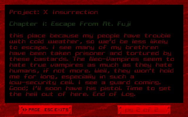 Project: X Insurrection (Windows) screenshot: The story in the introduction of the first chapter