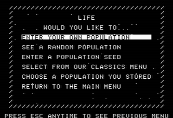 Golden Oldies: Volume 1 - Computer Software Classics (Apple II) screenshot: Life Simulation