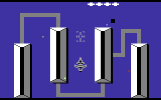 Flak: The Ultimate Flight Experience (Commodore 64) screenshot: Flying over the sea.