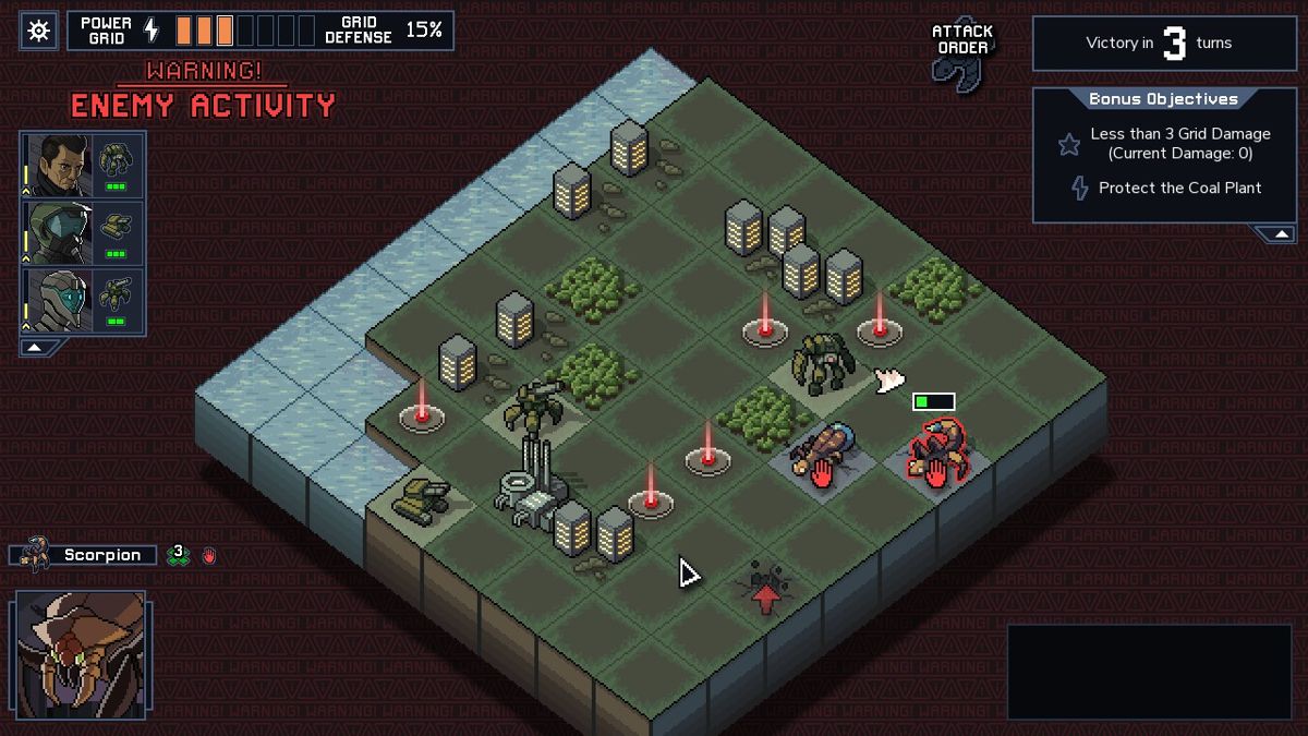 Into the Breach (Windows) screenshot: Mines can be useful
