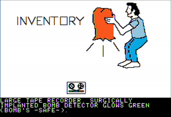 Scott Adams' Graphic Adventure #3: Secret Mission (Apple II) screenshot: Viewing Inventory