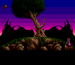 Shadow of the Beast II (Genesis) screenshot: You start the game behind the tree