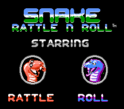 Snake Rattle N Roll (NES) screenshot: The heroes of the game
