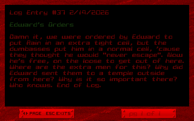 Project: X Insurrection (Windows) screenshot: One of the logs you can pick up.