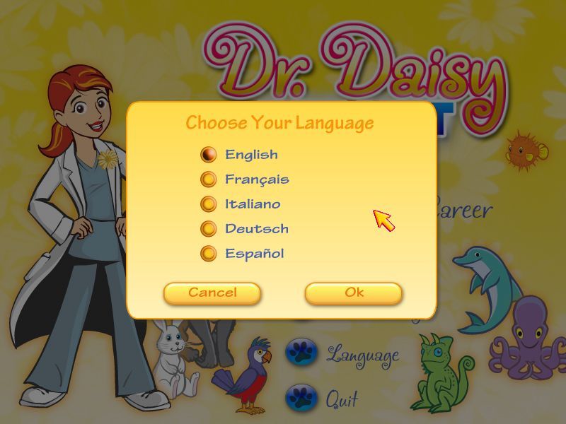 Dr. Daisy: Pet Vet (Windows) screenshot: The UK GSP CD version of the game plays in multiple languages