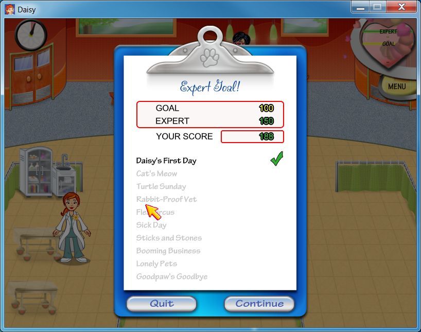 Dr. Daisy: Pet Vet (Windows) screenshot: The end of the first day