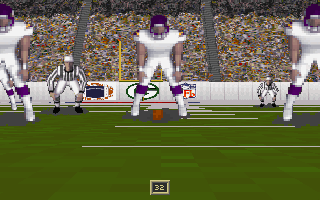Ultimate NFL Coaches Club Football (DOS) screenshot: The Fn keys change the available views of the game while the computer simulates the action