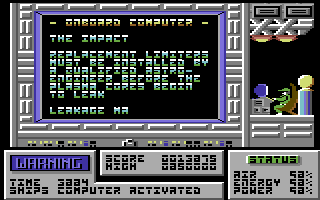 Zone Trooper (Commodore 64) screenshot: Onboard Computer.