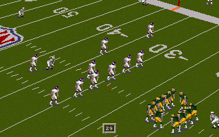 Ultimate NFL Coaches Club Football (DOS) screenshot: Brid's eye view of the ongoing game