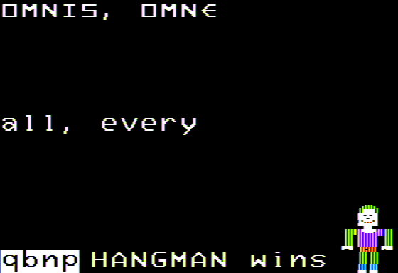 The Latin Hangman (Apple II) screenshot: I'm Hung