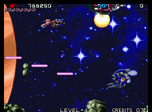 Zed Blade (Arcade) screenshot: Fly in space