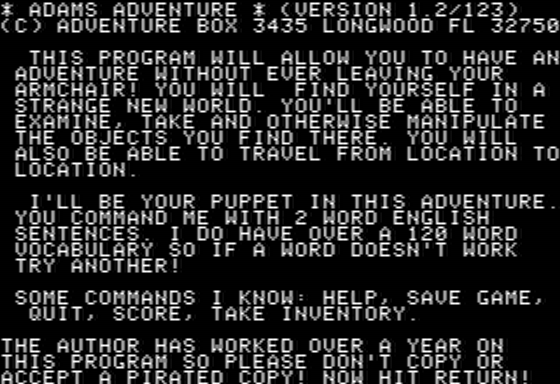 Savage Island (Apple II) screenshot: Introduction