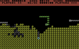 Squirm (Commodore 16, Plus/4) screenshot: Death screen.