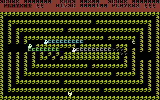 Squirm (Commodore 16, Plus/4) screenshot: Looking for eggs.