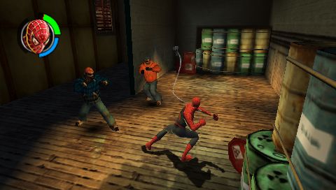 Spider-Man 2 (PSP) screenshot: Thugs with guns can be a nuisance, but there's nothing I can't handle.