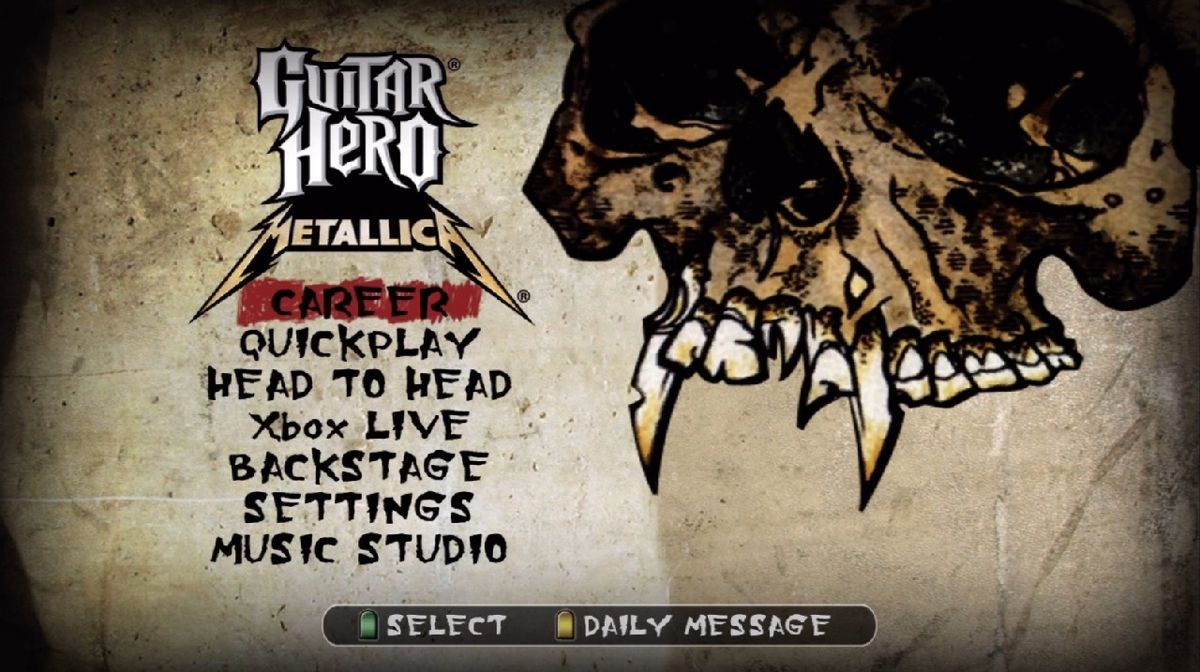 Guitar Hero: Metallica (Xbox 360) screenshot: Main Menu