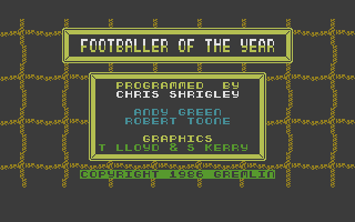 Footballer of the Year (Commodore 16, Plus/4) screenshot: Title Screen.