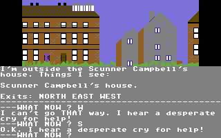 Super Gran: The Adventure (Commodore 64) screenshot: Trying to find the cry for help.
