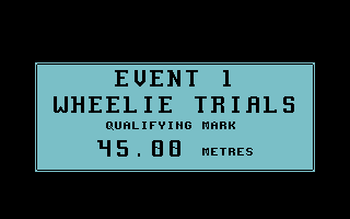 BMX Freestyle (Commodore 64) screenshot: Wheelie Trials.