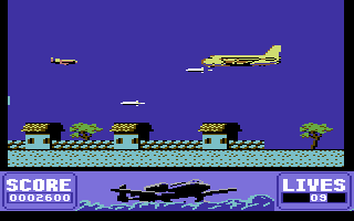 Q10 Tankbuster (Commodore 64) screenshot: End of level boss.