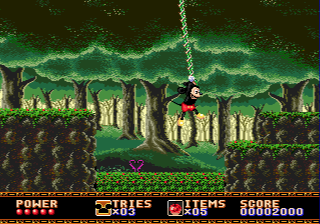 Castle of Illusion starring Mickey Mouse (Genesis) screenshot: Swinging