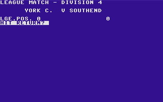 Football Manager (Commodore 16, Plus/4) screenshot: Next game.