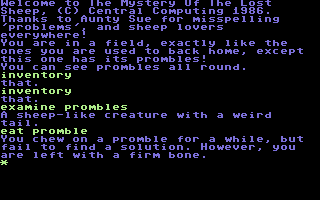 The Mystery of the Lost Sheep (Commodore 64) screenshot: Eating a Promble.