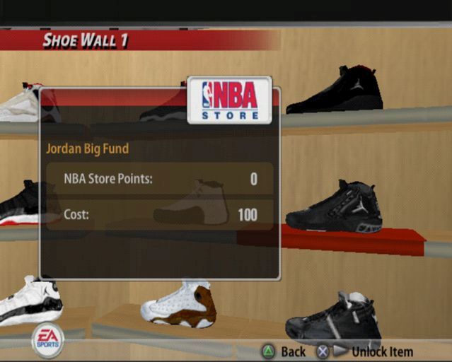 NBA Live 2005 (PlayStation 2) screenshot: When the player completes an in-game task they are awarded points. These can be used to buy additional equipment in the store