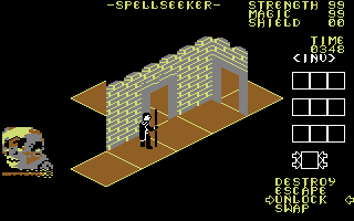 Spellseeker (Commodore 64) screenshot: Which door?