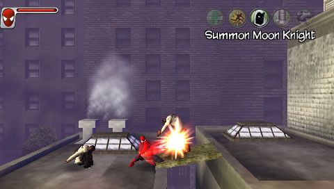 Spider-Man: Web of Shadows - Amazing Allies Edition (PSP) screenshot: Fighting some tough guys.