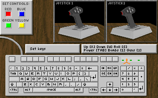 Triplane Turmoil (DOS) screenshot: keyboard/joystick configuration