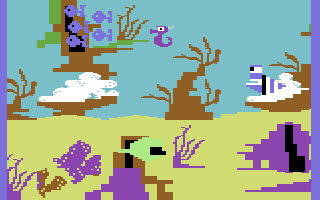 Sea Horse Hide'n Seek (Commodore 64) screenshot: More fish to avoid.