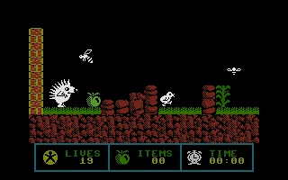 Spiky Harold (Commodore 16, Plus/4) screenshot: Let's get some food.