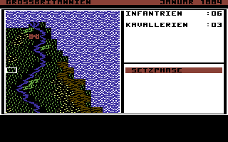 Kolonialmacht (Commodore 64) screenshot: Map of the area.