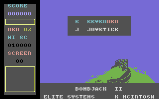 Bomb Jack II (Commodore 16, Plus/4) screenshot: Title Screen.