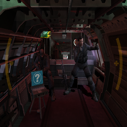 GoldenEye: Rogue Agent (PlayStation 2) screenshot: The first mission is to accompany 007 into Fort Knox. This shows the introductory bit in the helicopter. The presence of the computer screen means there will be user setup prompts