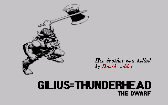 Golden Axe (Amiga) screenshot: Meet Gilius Thunderhead