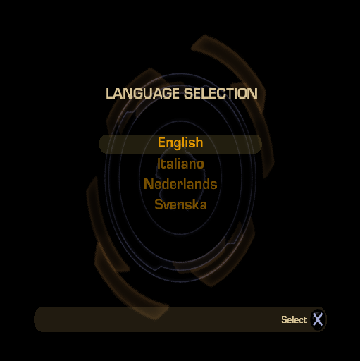 GoldenEye: Rogue Agent (PlayStation 2) screenshot: The language selection screen of the UK version