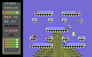 Bomb Jack II (Commodore 16, Plus/4) screenshot: Platform action.