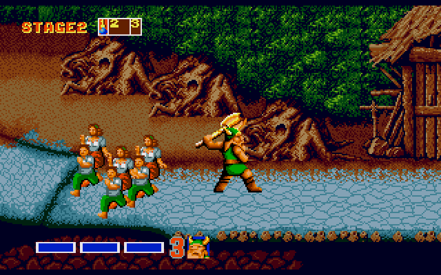 Golden Axe (Amiga) screenshot: Villagers running for their lives