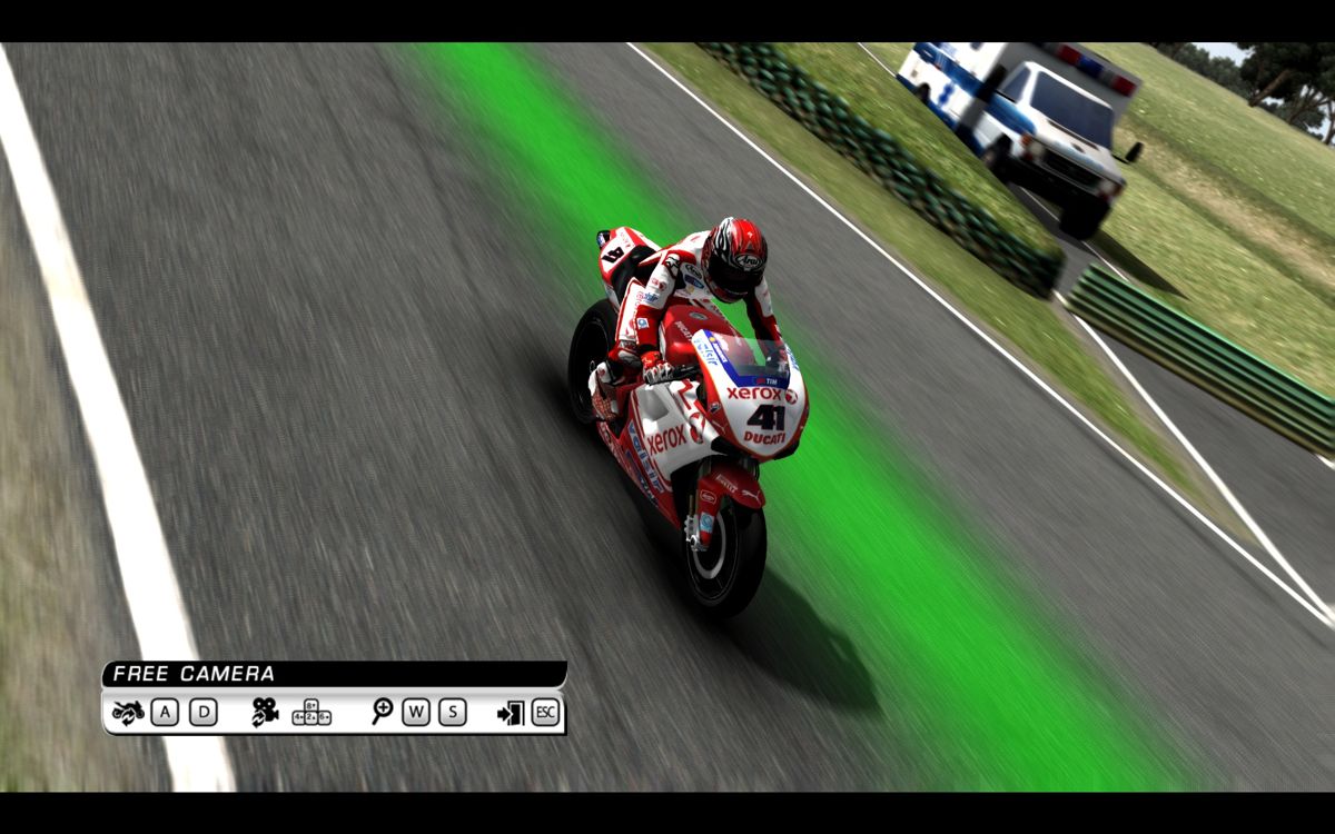 SBK X: Superbike World Championship (Windows) screenshot: Look at me - I'm the guy driving a printer (Xerox - get it?).