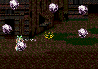 Golden Axe II (Genesis) screenshot: The dwarf uses magic: stones fall from sky