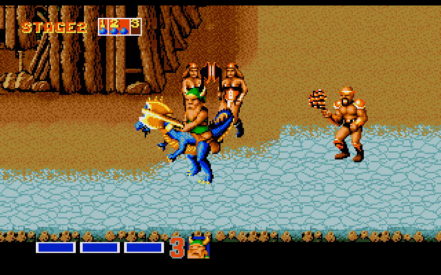 Golden Axe (Amiga) screenshot: On a dragon